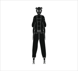 woman dressed in fashionable tracksuit. illustration for web and mobile design.