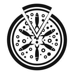 Fish tomato pizza icon. Simple illustration of fish tomato pizza vector icon for web design isolated on white background
