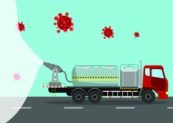 Medicine spray Vehicle for Dangerous Corona Virus Vector illustration