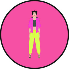 woman dressed in fashionable tracksuit. illustration for web and mobile design.