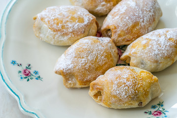 Traditional Acem Cookies with Powder / Powdered Sugar, Walnut Paste and Grated Orange.