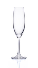 Champagne glass placed on a white background
