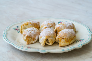 Traditional Acem Cookies with Powder / Powdered Sugar, Walnut Paste and Grated Orange.
