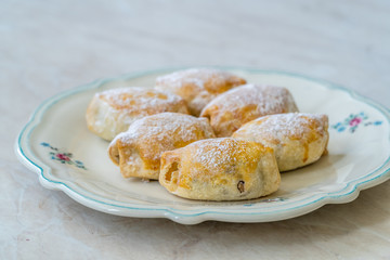 Traditional Acem Cookies with Powder / Powdered Sugar, Walnut Paste and Grated Orange.