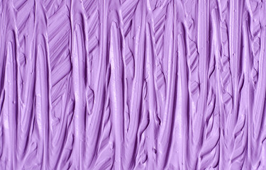 Fototapeta premium Purple facial cream (alginate face mask, body wrap, hair conditioner) texture close up, selective focus. Lavender abstract background with brush strokes.