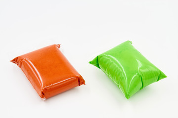 Set of Color Modeling Clay or Light Plasticine for modeling on the white background