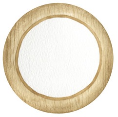 Wooden frame, watercolor painting. For design card, print and pattern