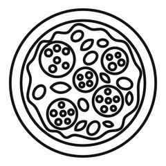 Round fresh pizza icon. Outline round fresh pizza vector icon for web design isolated on white background
