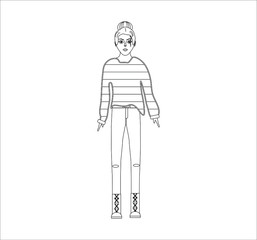 woman dressed in grunge look. illustration for web and mobile design.