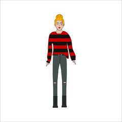 woman dressed in grunge look. illustration for web and mobile design.