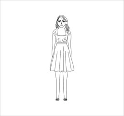 redhead girl in yellow dress.Illustration for web and mobile design.