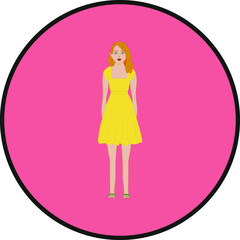 redhead girl in yellow dress.Illustration for web and mobile design.