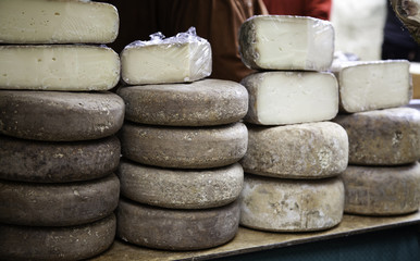 Fototapeta na wymiar Sheeted cured cheese