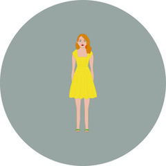 redhead girl in yellow dress.Illustration for web and mobile design.