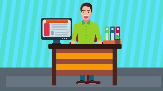 employee working behind the desk animation seamless looping 