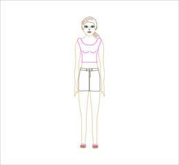 girl with skirt and top.Illustration for web and mobile design.