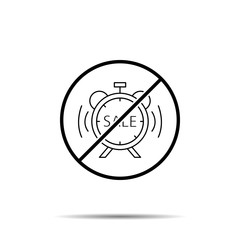 No Alarm clock, inscription, sale icon. Simple thin line, outline vector of black friday ban, prohibition, embargo, interdict, forbiddance icons for ui and ux, website or mobile