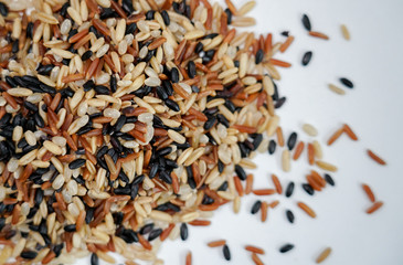 Healthy whole grain rice. Healthy and nutritious grain brown rice