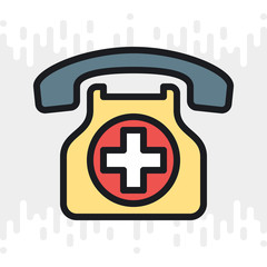 Obraz premium Ambulance call or emergency phone icon. Simple color version on light gray background