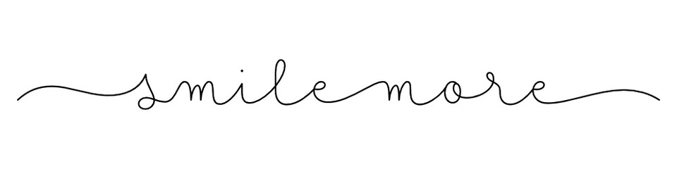 SMILE MORE black vector monoline calligraphy banner with swashes