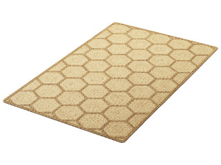 Modern rectangular jute rug with a honeycomb pattern. 3d render