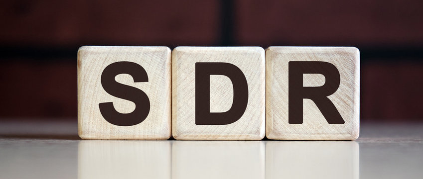 SDR Serpstat Domain Rank - concept on wooden cubes on a dark brick background