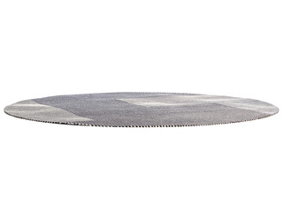 Modern gray round rug with a linear pattern. 3d render