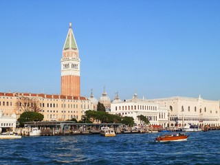 Fototapeta na wymiar Skyline of Venice, Italy seen from the water