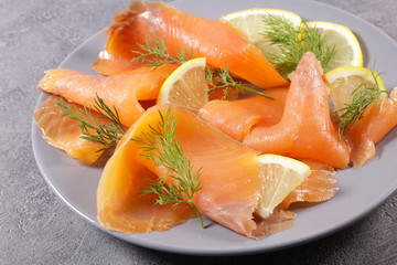 salmon fish fillet with dill and lemon