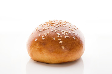 Fresh homemade burger bun with sesame seeds.