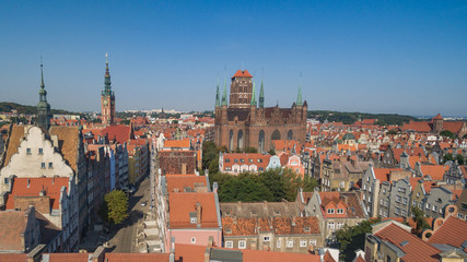 Obraz premium Aerial view of Gdansk during summer, Poland