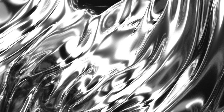 Metallic abstract wavy liquid background