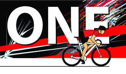 Racing cyclist on abstract background