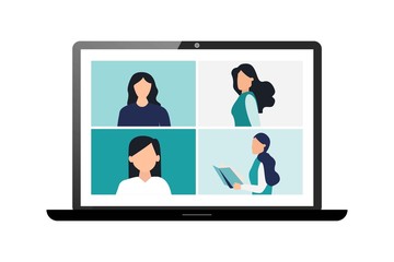 Video call conference, working from home, social distancing, business discussion