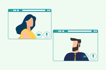 Video call conference, working from home, social distancing, business discussion