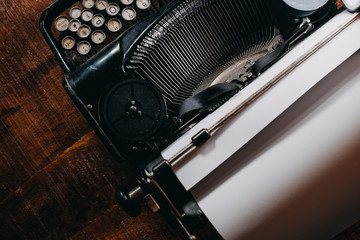 Typing on retro typewriter