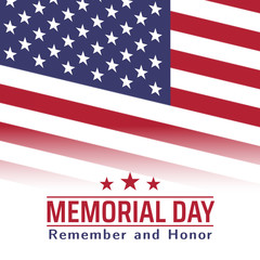 Memorial Day in USA with lettering remember and honor. Holiday of memory and honor of soldiers, military personnel who died while serving in the United States Armed forces. Vector banner