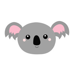 Koala bear oval face head icon. Cute cartoon funny baby character. Kawaii animal. Notebook cover, t-shirt print. Gray silhouette. Love Greeting card. Flat design. White background.