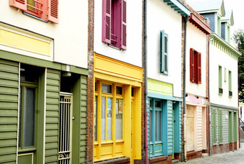 Ville d'Amiens, vieilles façades colorées du centre historique de la ville, département de la Somme, France