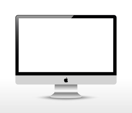 Realistic computer or Pc monitor apple isolated on background. Vector mockup.