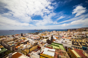 Fototapeta premium View over Las Palmas de Gran Canaria from the Cathedral of Santa Ana on a cloudy day, Canary Islands, Spain