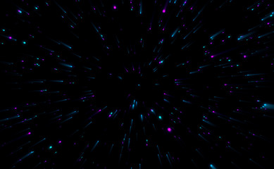 Abstract circular geometric explosion background. Retro Sci-Fi Neon radial lines speed light zoom. Suitable for design in the style of the 1980`s