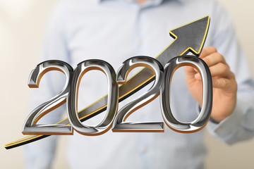 business year 2020 up goals and  success illustration