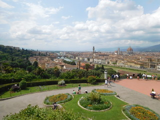 View over the city of Florence form a piazza on the opposite side of the river  