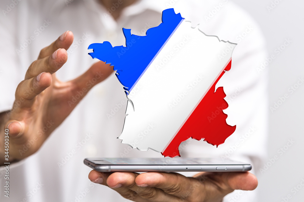 Wall mural 3d digital france map country illustration