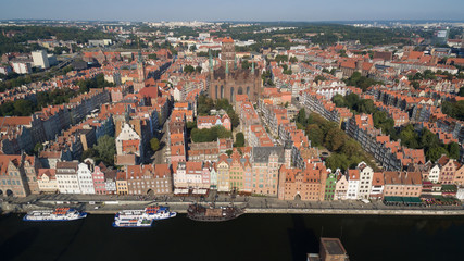 Aerial View of Gdansk City Old Town, Poland