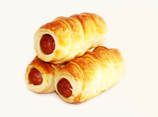 Sausages in the dough. Baking with meat.