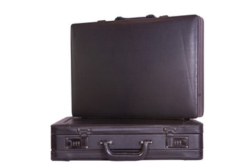 black leather briefcase on a white background, ready for use in your project