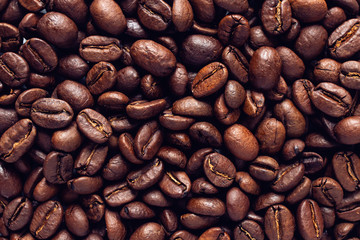 scattered coffee beans as background