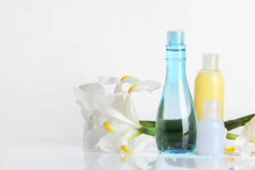 Natural cosmetics on white background